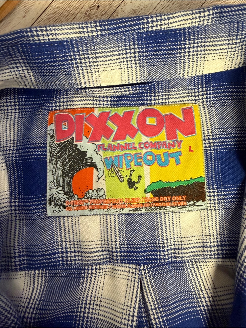 DIXXON womans Blue and White Plaid Button-Down Shirt - Picture 6 of 7